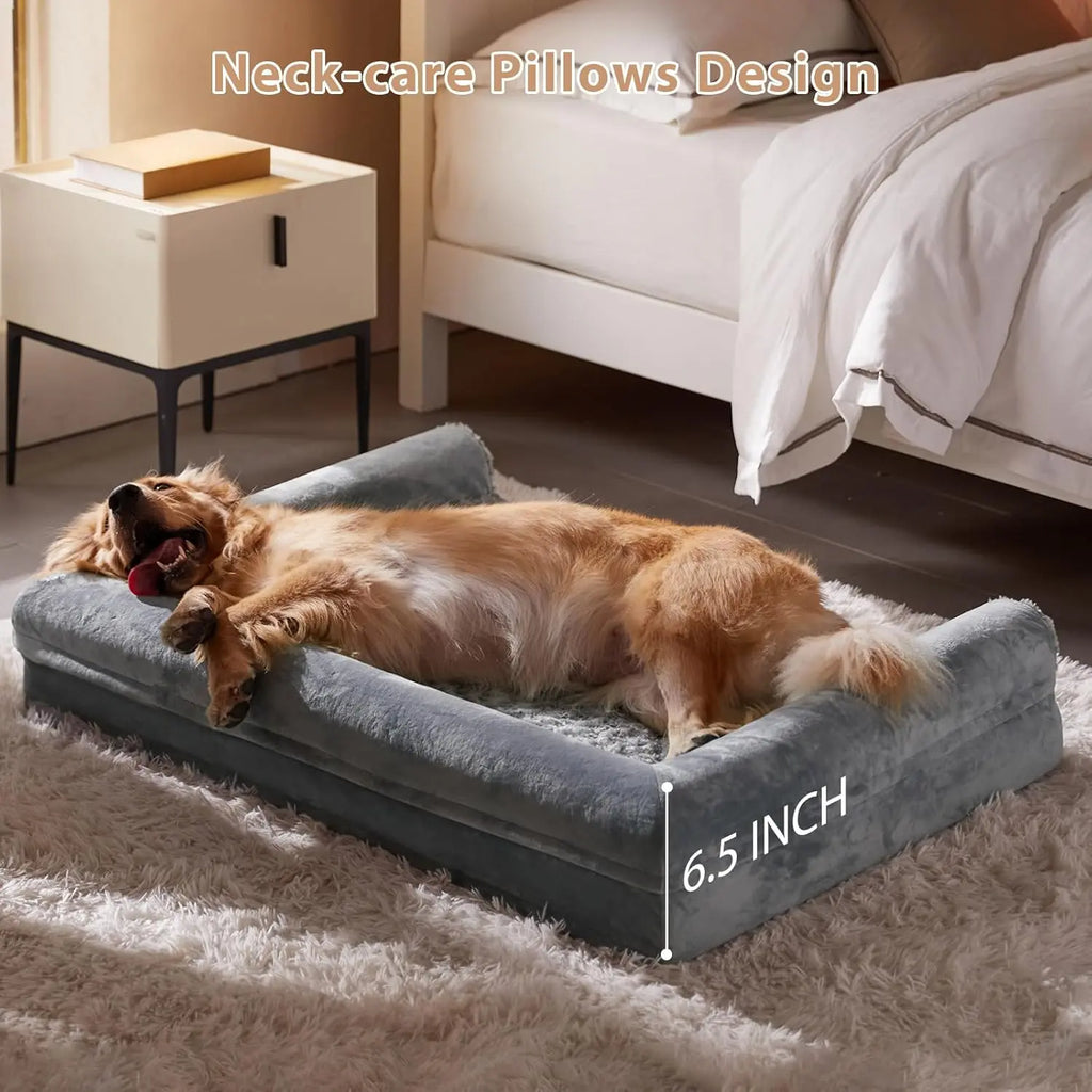 Summervibes BFPETHOME Orthopedic Self-Warming Calming Dog Bed for Medium-Large Dogs, Waterproof Couch Pet Bed with Removable Washable Cover