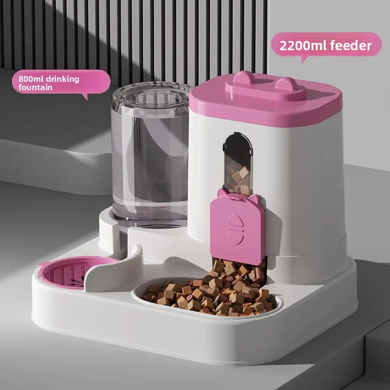 Automatic Cat Feeder and Water Dispenser Combo - Gravity Operated, Durable Plastic Design, Ideal for Cats, User-Friendly Pet Supplies