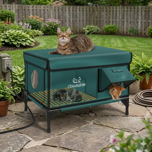 Clawsable Heated Outdoor Cat House — Insulated, Waterproof & Winter-Ready