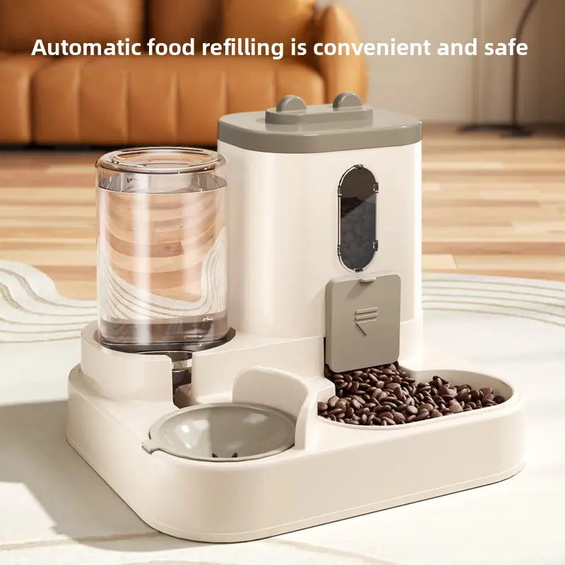 Automatic Cat Feeder and Water Dispenser Combo - Gravity Operated, Durable Plastic Design, Ideal for Cats, User-Friendly Pet Supplies