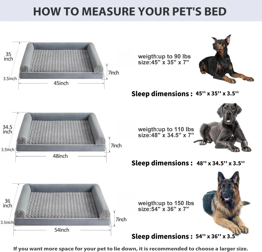 Summervibes BFPETHOME Orthopedic Self-Warming Calming Dog Bed for Medium-Large Dogs, Waterproof Couch Pet Bed with Removable Washable Cover