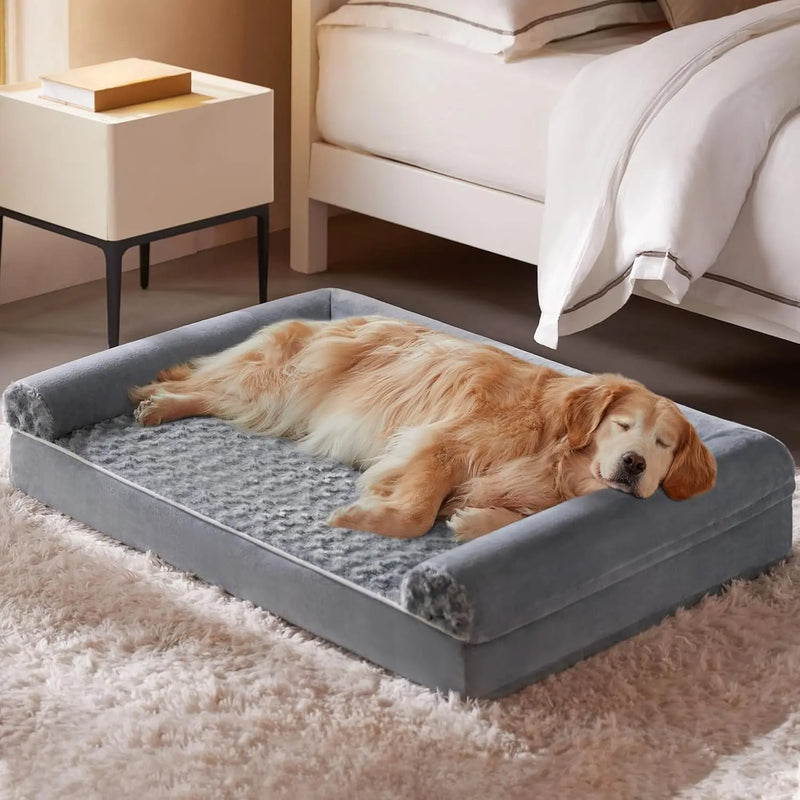 Summervibes BFPETHOME Orthopedic Self-Warming Calming Dog Bed for Medium-Large Dogs, Waterproof Couch Pet Bed with Removable Washable Cover