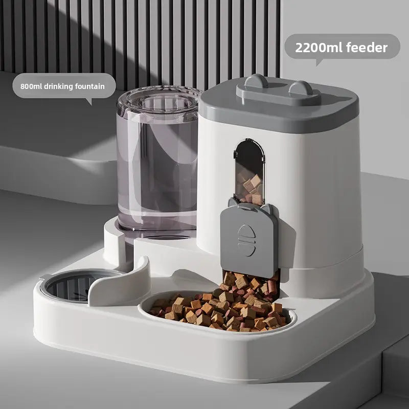 Automatic Cat Feeder and Water Dispenser Combo - Gravity Operated, Durable Plastic Design, Ideal for Cats, User-Friendly Pet Supplies