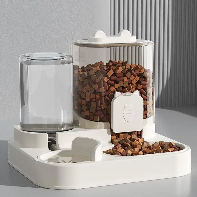 Automatic Cat Feeder and Water Dispenser Combo - Gravity Operated, Durable Plastic Design, Ideal for Cats, User-Friendly Pet Supplies