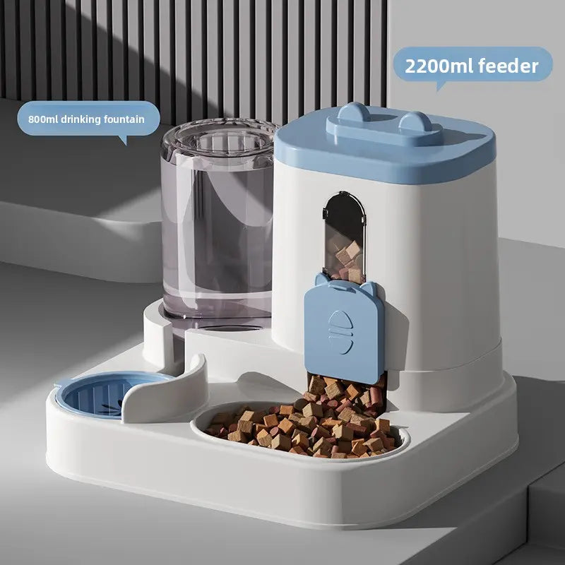 Automatic Cat Feeder and Water Dispenser Combo - Gravity Operated, Durable Plastic Design, Ideal for Cats, User-Friendly Pet Supplies