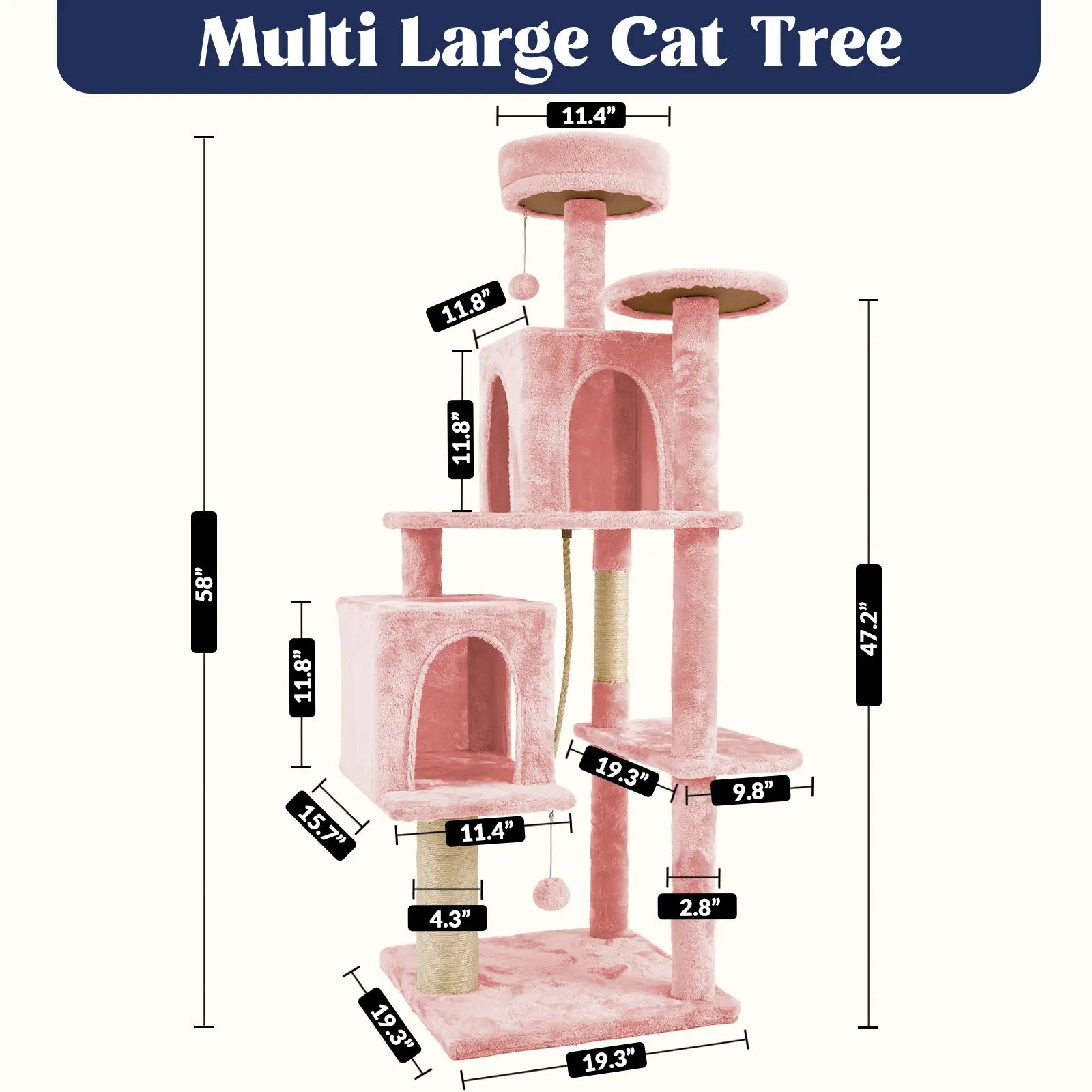 [Summer Vibes] Wecharmer Cat Tree / Tower for Indoor with Green Leaves, Cat Condo Cozy Plush House with Hang Ball, Pet Furniture with Scratching Posts Cat Tree