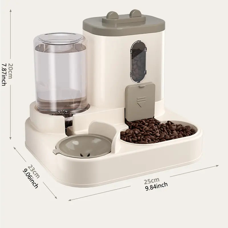 Automatic Cat Feeder and Water Dispenser Combo - Gravity Operated, Durable Plastic Design, Ideal for Cats, User-Friendly Pet Supplies