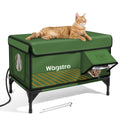 Clawsable Indestructible Heated Cat House for Outdoor Winter, 100% Waterproof, Safe Escape Door, Fully Insulated Outdoor Cat Shelter with Heater for Feral Barn Cats and Kittens