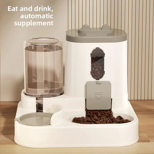 Automatic Cat Feeder and Water Dispenser Combo - Gravity Operated, Durable Plastic Design, Ideal for Cats, User-Friendly Pet Supplies