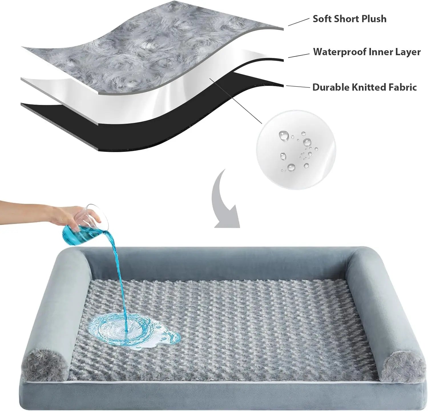 Summervibes BFPETHOME Orthopedic Self-Warming Calming Dog Bed for Medium-Large Dogs, Waterproof Couch Pet Bed with Removable Washable Cover