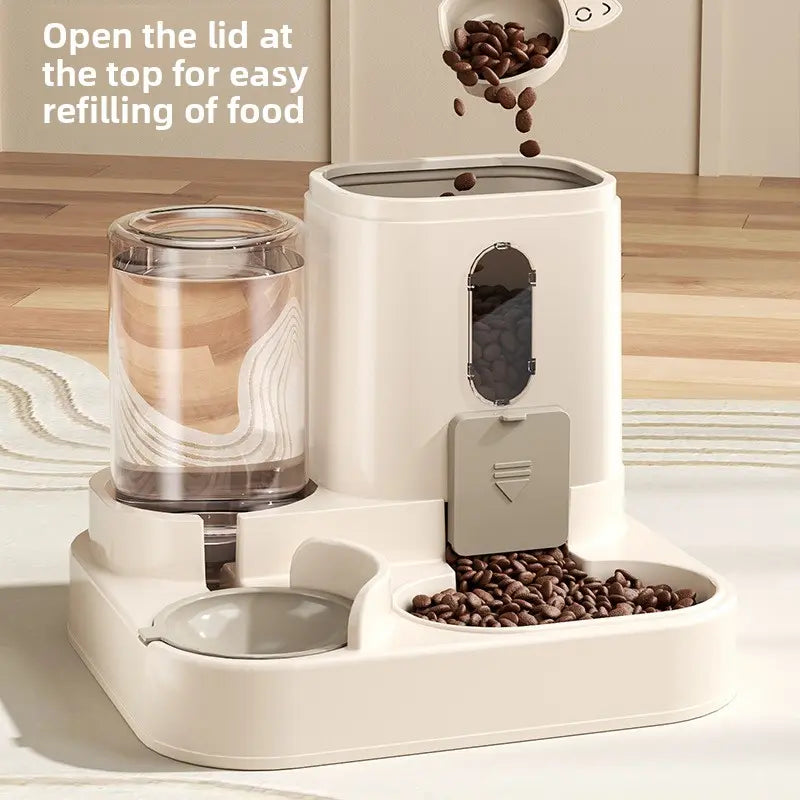 Automatic Cat Feeder and Water Dispenser Combo - Gravity Operated, Durable Plastic Design, Ideal for Cats, User-Friendly Pet Supplies